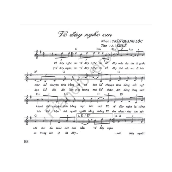 Về Đây Nghe Em - Thơ Á Khuê - Nhạc Trần Quang Lộc - Sheet Music