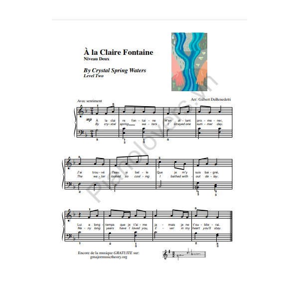 A la claire fontaine piano sheet music