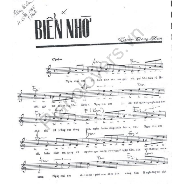 Biển Nhớ - Trịnh Công Sơn - Sheet Music