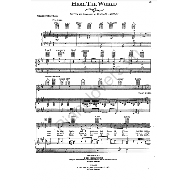 Heal The World - Michael Jackson - Piano Sheet