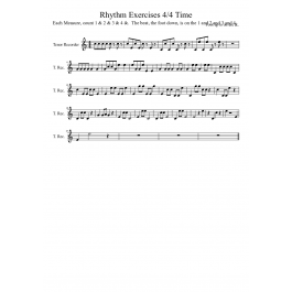 Rhythm Exercises 4/4 Time - Piano Sheet- Piano Sheet